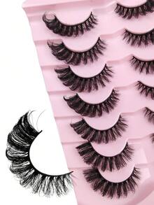 Hinarin 7 Pairs D-Curl Fluffy Cat Eye Natural Mink Lashes, Thick & Long Fox Eye Strip Lashes, Eyelash Extension Look, Suitable For Fashionable Girls & Women - Cat Eye Lashes - View 6