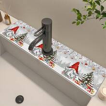 1 buc Crăciun Fericit, Un Brad de Crăciun în Zăpadă, Model Tematic Moș Crăciun, Pad de Scurgere a Chiuvetei, Pad de Robinet de Baie cu Uscare Rapidă din Diatomit, Poate Tăia Decorațiuni de Sărbători, Pad de Scurgere a Bucătăriei de Uz Casnic, Protector pentru Lavoar, Potrivit pentru toate tipurile de robinete din baie și bucătărie. - Multicolor - Vizualizare 15