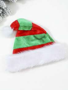 1顶男女通用条纹天鹅绒圣诞老人帽，圣诞新年派对用品，圣诞装饰，精灵帽家居装饰，圣诞装饰房间装饰，圣诞家居礼物，圣诞装饰 - 彩色 - 查看 7