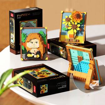 1 Painting Building Block, DIY Painting Building Blocks ,Starry Sky, Young Girl, Sea Wave,Mountains, Building Block, Birthday Gift,Painting Lover Desktop Decoration,Living Room Decoration,Office Desktop Ornament.