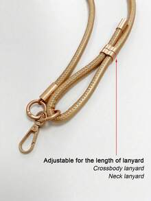 PU Leather Phone Lanyard Necklace Strap, Adjustable, Retractable, Versatile Phone Case Holder, Durable & Portable, Couples - Champagne - View 4