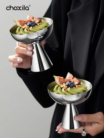 choxila 1个不锈钢甜点杯，冰淇淋杯，甜点碗，高脚杯，下午茶布丁零食糖果甜点杯，可爱盘子，烛台，适用于派对/节日/庆典/家庭聚会/婚礼/斋月/宰牲节