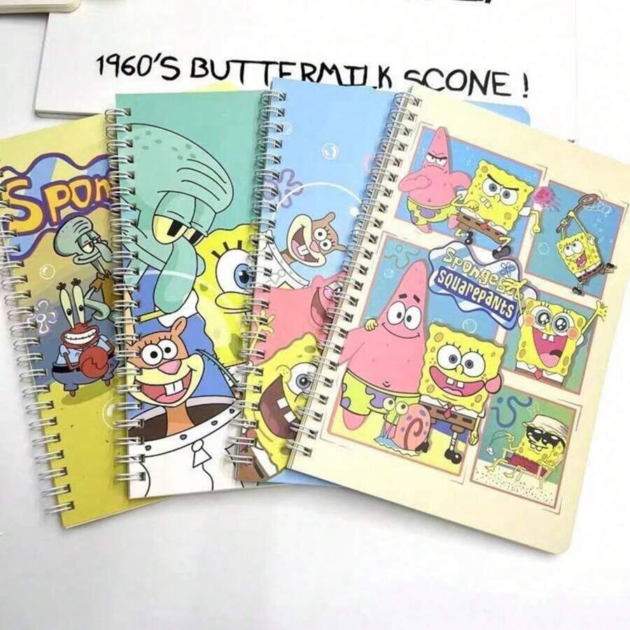 1 pieza/2 piezas Cuaderno de espiral A5 con diseño de alta calidad de Bob Esponja y Patricio Estrella, dedicado a estudiantes, para la temporada de regreso a clases, pequeños regalos para fans (estilo aleatorio)