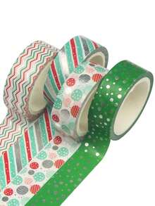 12 Rolls/Box Vintage Christmas Pattern Washi Tape Set, Creative Gold And Silver Foil Craft Design Washi Tape, Supplies For Making Handbook Essential, Party Gift Box Decorative Tape.