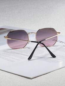 1 Pair Men's Metal Frame Geometric Edged Personalized Sunglasses, Suitable For Outdoor, Travel, Commute, Sun Protection