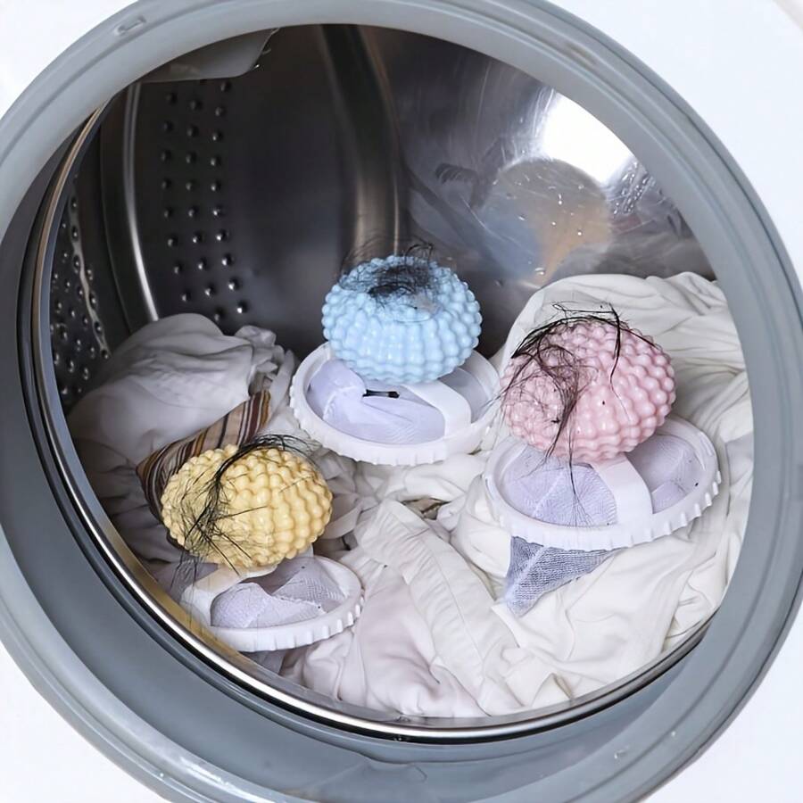 3 Pieces Laundry Stain Remover 2-In-1 Washing Machine Filter With Floating Mesh Bag No Power Required - Random Color Wash Ball -3 Pcs - View 1