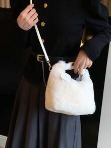 1pc Fairy Plush Bag Handbag Women's Fashion Single Shoulder Crossbody Bag Autumn/Winter Plush Bag Versatile Net Red Envelope Hang Tag Bag,Fashionable Fluffy Handbag, Plush Crossbody Bag For Women - Multicolor - View 7