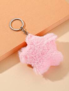 10 piezas DIY Lindos llaveros de estrella de peluche rosa, 1 pieza Decoración de colgante de bolso de estrella de pentágono de peluche azul, Llaveros de estrella para parejas, Regalo creativo para fiestas, Pequeño regalo para accesorios de bolso, Cordones con soporte para identificación, Accesorios para automóvil, Encantos para bolsos, Navidad