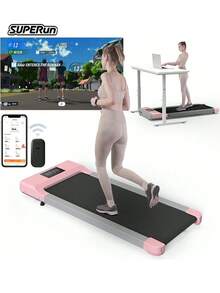 Treadmill Quiet Under Desk Treadmill For Home Use Remote Control & App-Enabled No Assembly Required Fitness Data RecordingTreadmill Desk Max 159 Kg App Control Walking Pad With AI Accompaniment - 美規B型插(110-127V) - 查看 1