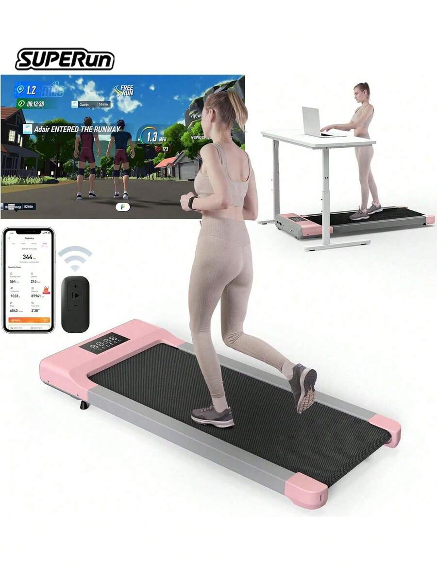 Treadmill Quiet Under Desk Treadmill For Home Use Remote Control & App-Enabled No Assembly Required Fitness Data RecordingTreadmill Desk Max 159 Kg App Control Walking Pad With AI Accompaniment - 美規B型插(110-127V) - 查看 1