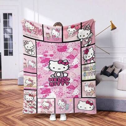 Sanrio 1 Peça Cobertor de Flanela Macio com Impressão Digital - Design de Desenho Animado Fofo Adequado para Viagem, Camping e Presente - Natal, Dia dos Namorados, Casamento, Aniversário, Cobertor de Fleece para Todas as Estações | Cobertor de Flanela Colorido