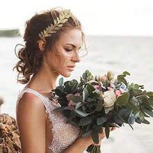 1 件新娘叶头带，金叶新娘发饰皇冠头饰适合婚礼派对 - 金色 - 查看 6