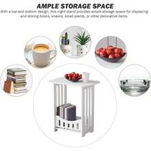 1pcs Modern White Mini Bedside Table, 2-Layer Bedroom Storage Cabinet, Living Room Side Table, PVC-Wood Composite Material, Space-Saving Design With Open Shelves & Hollow Details, Easy To Clean & Sleep-Friendly