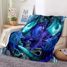 3D Print Dragon Yin And Yang Flannel Throw Blanket For Teens Boys Gifts Soft Lightweight For Sofa Bed Couch King Size Bedspread (7) - 白色 - 查看 2