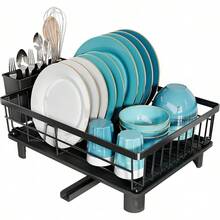 Lavavajillas de acero inoxidable, adecuado para encimeras de cocina con tubo de drenaje, pequeño lavavajillas con organizador de cubiertos, adecuado para solteros, parejas y familias pequeñas. - 1 Nivele Estándar-Negro - Ver 13