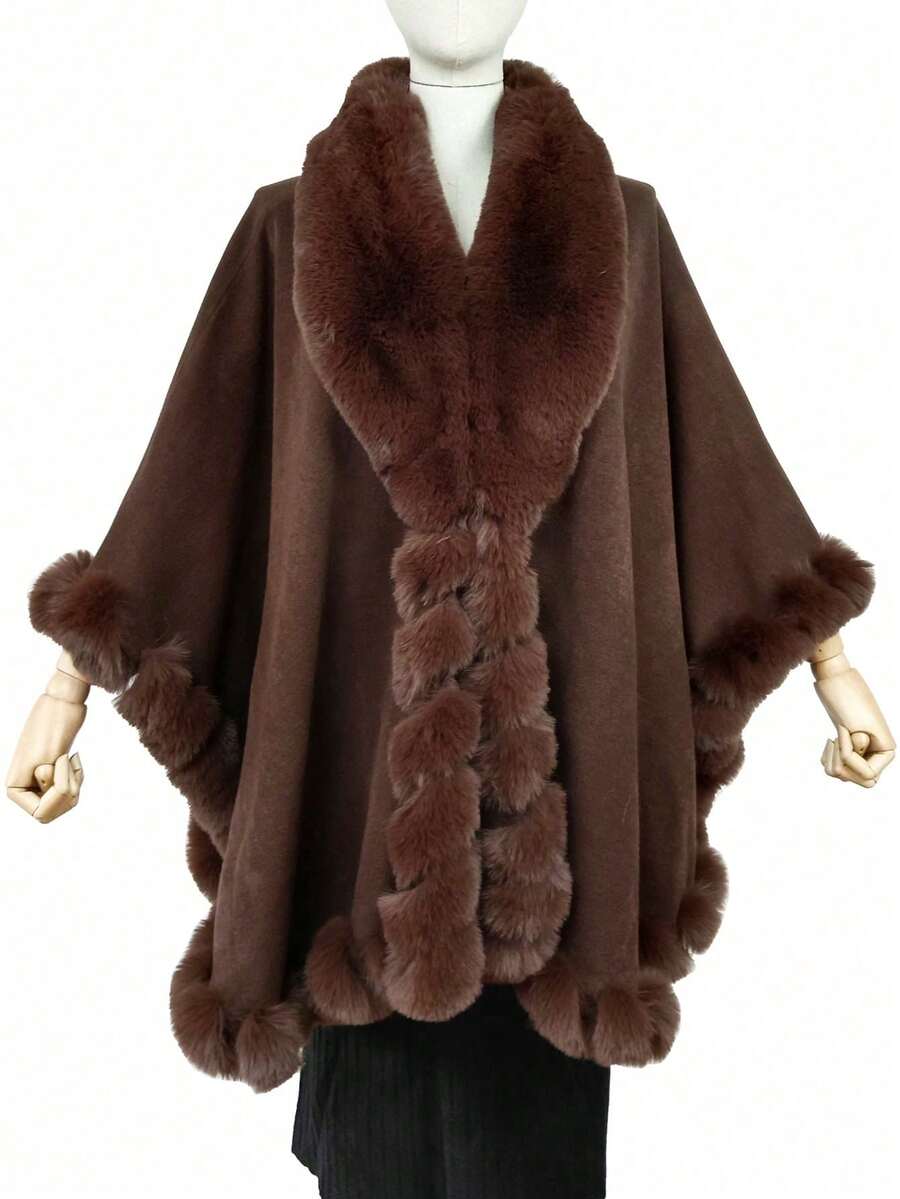 1 Peça Xale Elegante de Moda Feminina Plus Size, Multicolorido, Feito de Falso Cashmere Felpudo e Grosso, Tricô Macio e Felpudo, Quente, à Prova de Vento e Proteção Solar, Adequado para Uso Diário, Festa, Festival e Acessórios de Banquete