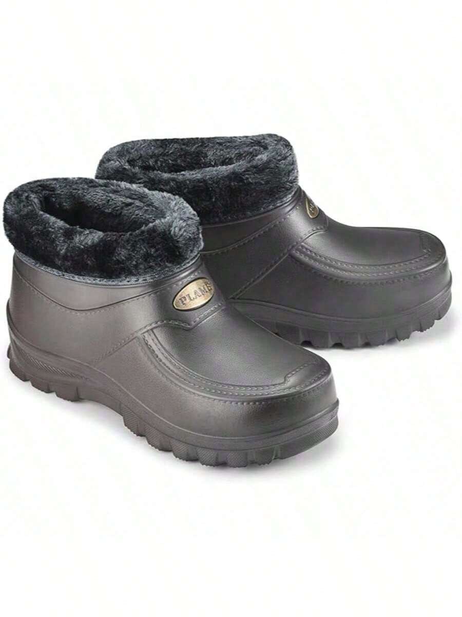 Scarpe invernali antiscivolo con fodera in pile, stivali da pioggia/neve impermeabili e corti per l'inverno - Grigio - Visualizzare 1