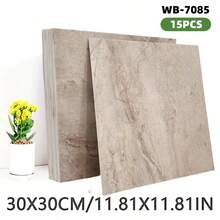 15/30 piezas de baldosas autoadhesivas mate, impermeables, resistentes a los arañazos, con textura de mármol de lujo antideslizante para pisos y paredes para cocina, baño, sala de estar, dormitorio, decoración del hogar DIY fácil con respaldo adhesivo - Multicolor - Ver 17