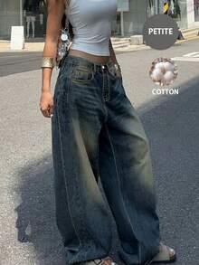 2025 新款女式复古休闲男友风宽松直筒牛仔裤，四季百搭 - 深色水洗藍 - 查看 7