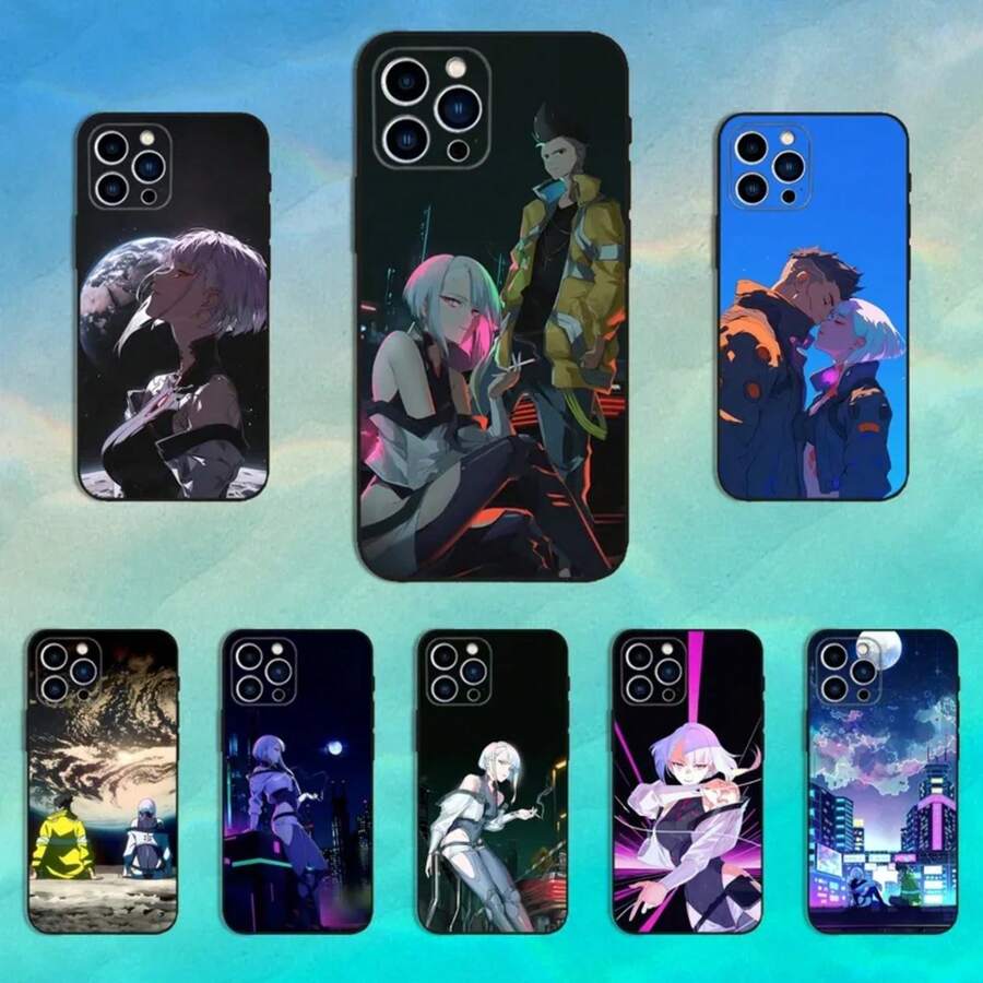 Custodia per telefono Cyberpunk Game E-Edgerunners, compatibile con 16, 15, 14, 13, 12, 11 Plus, Pro Max, XS, X, XR, SE, Mini, 8, 7, in morbido silicone nero - Z3 - Visualizzare 1