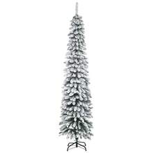 Artificial Christmas Tree, Snow-Covered, Slim Design, Fire-Resistant, 210, Green/White - 1 - View 1