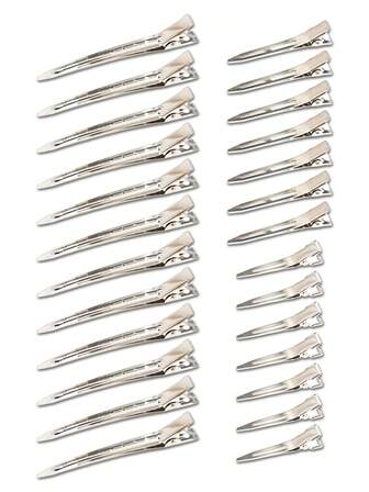 48个/24个/12个金属鸭嘴发夹，女士造型分区，银色长发发夹，鳄鱼夹卷发器，适用于厚发卷发棒，沙龙，DIY蝴蝶结，爪夹，发爪，发夹，发卡，发饰，美发配件