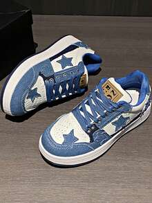 1 Pair New Artistic National Style Star Skate Shoes, Fashion Casual Sneakers For Teenagers, Sports Shoes (Note: Shoes Run Small, Suggest Ordering One Size Up)