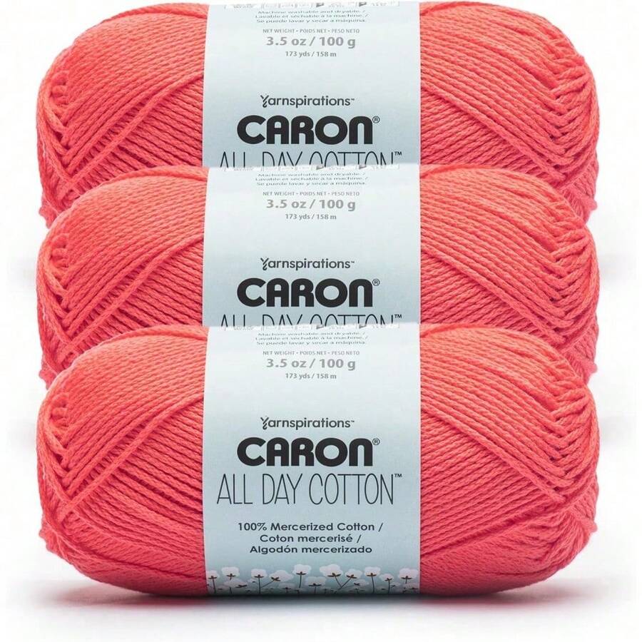 Premium Mercerized Cotton Yarn 3 Pack 173 Yards Each Soft Durable Knitting Crochet Thread Country Blue Color Quick-Dyeing Beginner Expert Use Scarves Blankets Home Decor Craft Projects - 西瓜 - 查看 1