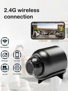 迷你无线WiFi安防摄像头，支持远程连接，放置方便，提供高清720P视频质量，操作简便（产品不含电池，需要持续USB供电，高清720P，购买前请仔细阅读产品说明！） - 黑色 - 查看 3