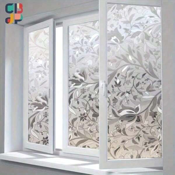 Window Privacy Film, 3D Tulip Colored Glass Film, Vinyl Decorative Window Stickers, Static Cling Window Stickers, Non-Adhesive Removable Window Stickers, Bathroom Privacy Film, Sunshade Window Stickers, Tenant-Friendly Static Frosted Window Stickers