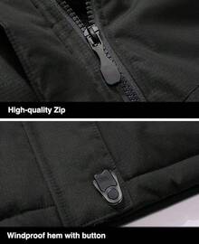 MAGCOMSEN Chamarra Hombre Invierno Impermeable Rompevientos Cálida Chamarras de Esquí de nieve Parka de Forro Polar con Capucha y bolsillos - Verde Ejército Camuflaje - Ver 8