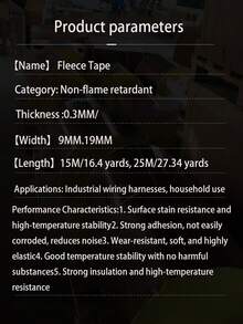 1pc/5pcs Black Flame Retardant Flocked Tape, Heat Resistant Insulation Tape For Home, Company, Car Wire Harness, Durable Polyester Cloth Noise Reduction Tape