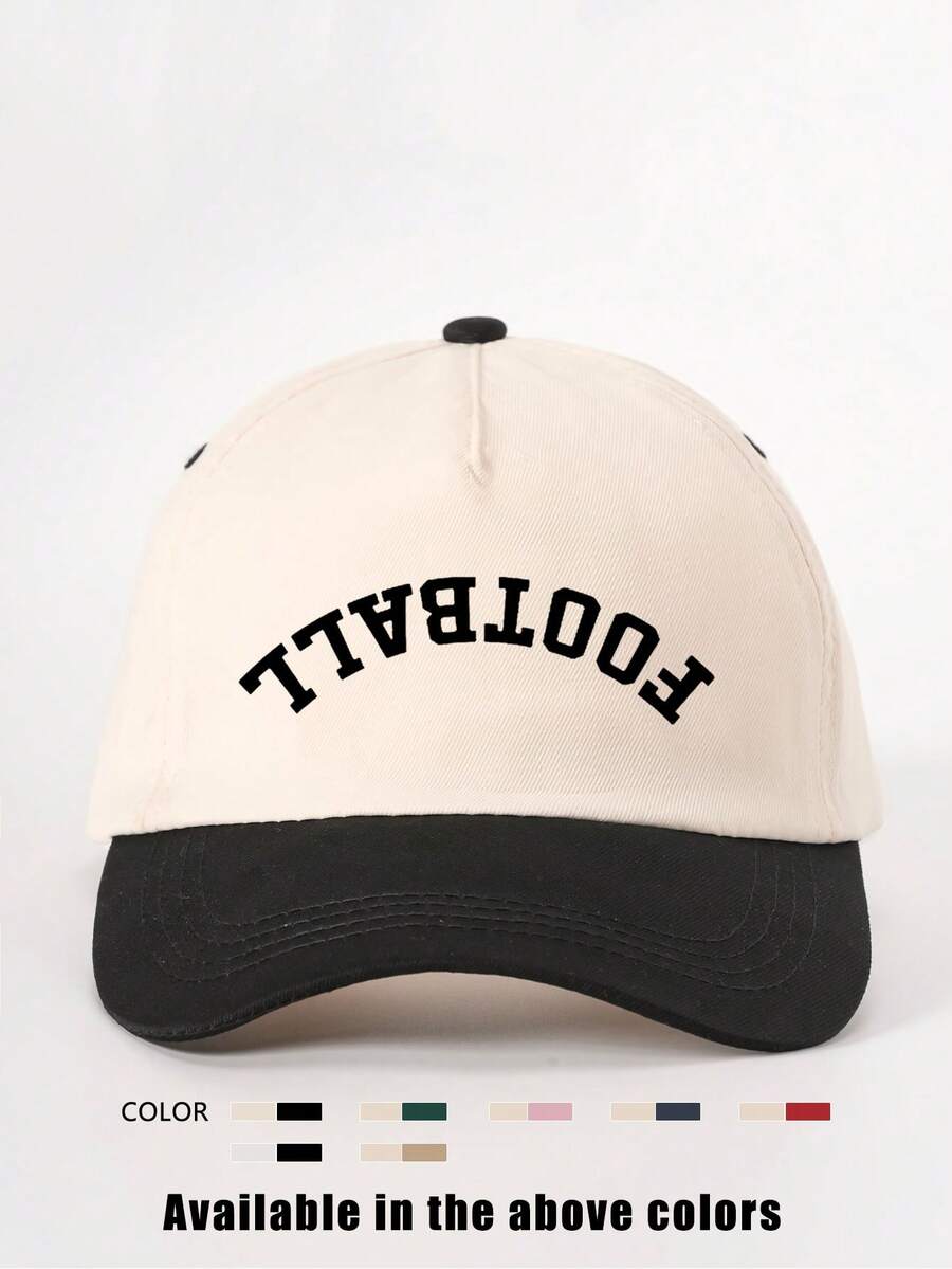 1pc Printed "FOOTBALL" Color Block Baseball Cap, Adjustable Outdoor Sun Protection Casual Hat Suitable For Spring/Autumn Travel, Beach, Y2K Style For Youth - Baseball Cap - View 1