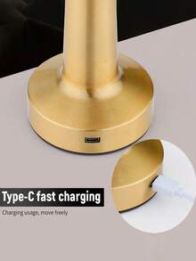 1pc Portable Metal LED Desk Lamp, Wireless Metal Table Lamp, 3-Color Touch Control Rechargeable Light, 3-Level Brightness Adjustable, Suitable For Room Decor, Bedside, Dining Room And More - Multicolor - View 8