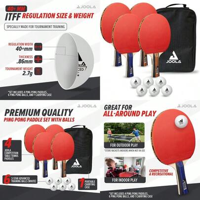 YAdvanced Premium Ping Pong Paddles Set Of 4 Professional Table Tennis Paddles 6 Advanced Training 3 Star Ping Pong Balls And Carrying Case Tournament Level Indoor And Outdoor Compatibley