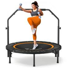 MERACH 40cm/48cm Rebounder Mini Trampoline Adult, Fitness Trampolines Max Load 150KG With Adjustable Handle, Suitable Rebounder For Adults Outdoor Workout - 40'' - Include Handle - View 7