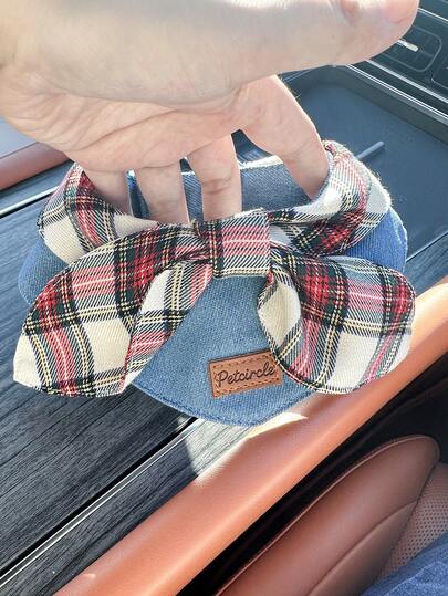PETCIRCLE 1 pieza Accesorio adorable de corbata de moño a cuadros navideños para mascotas, perros y gatos, estilo casual y romántico