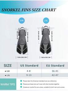 Aletas de natación con talón abierto y correa ajustable, aletas de natación portátiles y cortas adecuadas para esnórquel, buceo y natación, para adultos hombres y mujeres - Multicolor - Ver 3