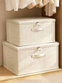 1 pièce/2 pièces Boîte de rangement pour vêtements et literie, boîte de rangement pliable avec couvercle, accessoire de rangement pour pantalons, rangement et organisation pour dortoir et armoire de maison. Rangement pour vêtements, boîte de rangement