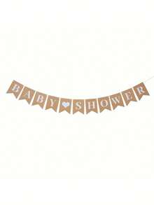 1 Set Baby Shower Dekorationen - Kraftpapier Wimpelkette mit Buchstaben, Taufe und Bade Dekoration, Geburtstags Party Hintergrund Dekoration - Braun - Übersicht 5