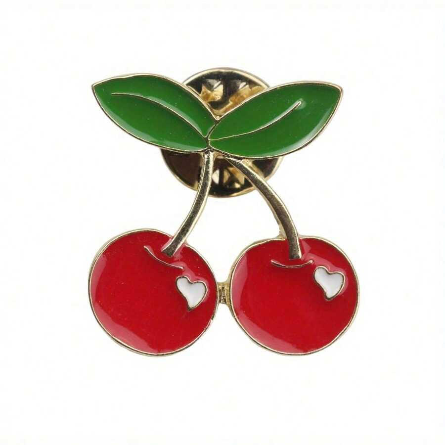 Cherry Enamel Brooch, Cute Minimalist Style, Irregular Shape, Fashionable Schoolbag Clothing Accessories, Unisex Gifts. - đầy màu sắc - Xem 1