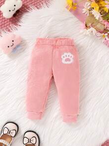 2pcs Set, Casual Elegant Sweet Cute Baby Girl Outfit, Soft & Comfortable, Cartoon Cloud Embroidery 3D Hooded Fleece Jacket & Pants Set, Infant Girl Autumn Clothes, Suitable For Daily, Vacation, Party, Outing - Multicolor - View 6