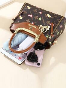 2件套新款奢华女士手提包，拼接多功能单肩包，设计师品牌格子托特包 - 彩色 - 查看 6