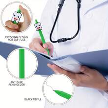 1/5/10/20pcs Retractable Ballpoint Pens - Medium Tip - Fun Dental And Nurse Designs - Durable Plastic Material - Adult Novelty Stationery, Birthday Party Favors, Office Supplies, Dental/Dentist/Dental Gifts, Funny Pens, School Supplies, Writing Pens, Ballpoint Pens, School Pens - 彩色 - 查看 6