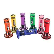 22mm Universal Motocross Pitbike Handle Bar Grips - Litchi Pattern, Synthetic Rubber, Black With Purple & Green Accents, Perfect For 50-200cc Motorcycles, Scooters, And Mopeds, Motorcycle Accessories | Litchi Pattern Grips | Synthetic Rubber Grips