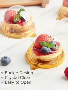 50pcs Mini Cake Boxes, Transparent Plastic Small Cupcake Boxes With Round Dome Lids, Sets Of Thickened Round Egg Yolk Pastry Packaging Boxes With Lid And Bottom Dessert Cake Tray Single Dessert Transparent Packaging Box