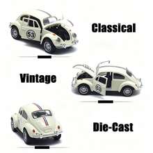 1:32 Scale Vintage Beetle Die-Cast Racing Car Model Toy | Mixed Colors | Alloy | Opening Doors, Manual Pull-Back Action | Ideal For Youngsters & Adults | Birthday Gift, Christmas Gift, Halloween Gift, Stocking Stuffer, Perfect Gift, Toys, Games - Multicolor - View 2