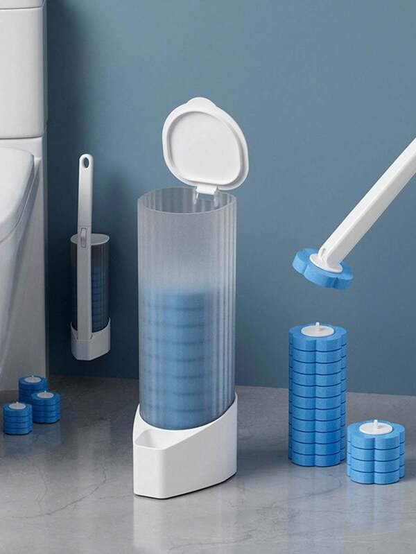 1 Set Toilet Brush, Disposable Toilet Cleaning Brush With Holder And Wand Refills For Bathroom Cleaning, Disposable Toilet Cleaning System, Disinfecting Refills, Bathroom Cleaning Tools