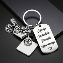 One Custom Motorcycle Slogan Keychain, Personalized Name Text Stainless Steel Motorcycle Keychain, Motorcycle Design, Birthday/Anniversary Gift For Boyfriend, Family Gift, Motorcycle Enthusiast Accessory. - Multicolor - View 3