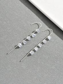 1 Pair Minimalist Zirconia Star Stud Earrings, Punk Style Ear Cuff Earrings - Y0269 - View 3